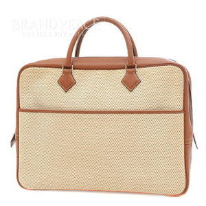 Herms Plume Dog Toile GM Brown Leather GG